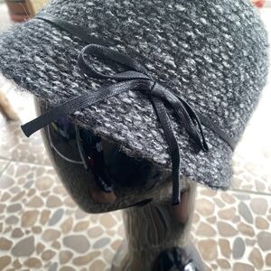 Elegant Gray Women's Hat with Black Bow
